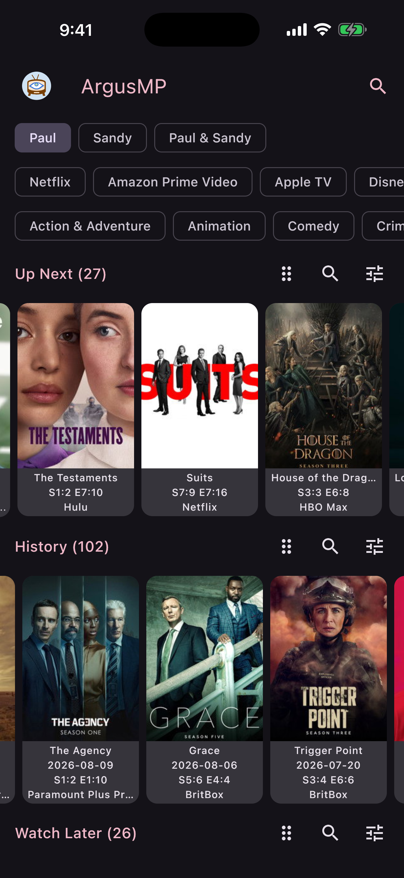The home screen, with your shelves waiting where you left them